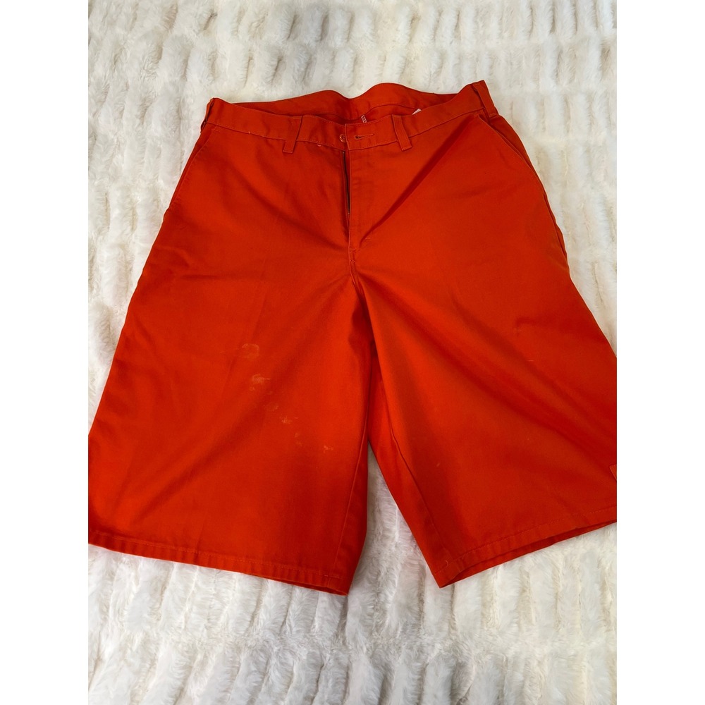 Dickies Mens Orange Loose Fit Multi-Pocket Work Shorts Size 33 Streetwear Skate